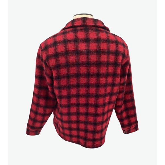 Vintage LL Bean Buffalo Plaid Wool Sherpa Lined Jacket Size Large Made In USA - Picture 4 of 7